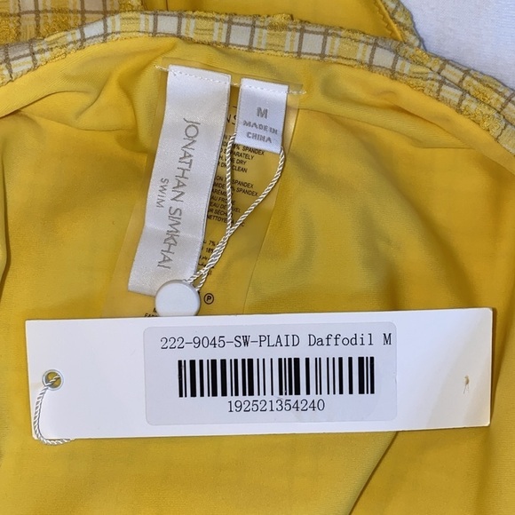 Jonathan Simkhai Francesca Plaid Bikini Gingham Yellow Swim Bottoms NWT - Picture 10 of 10
